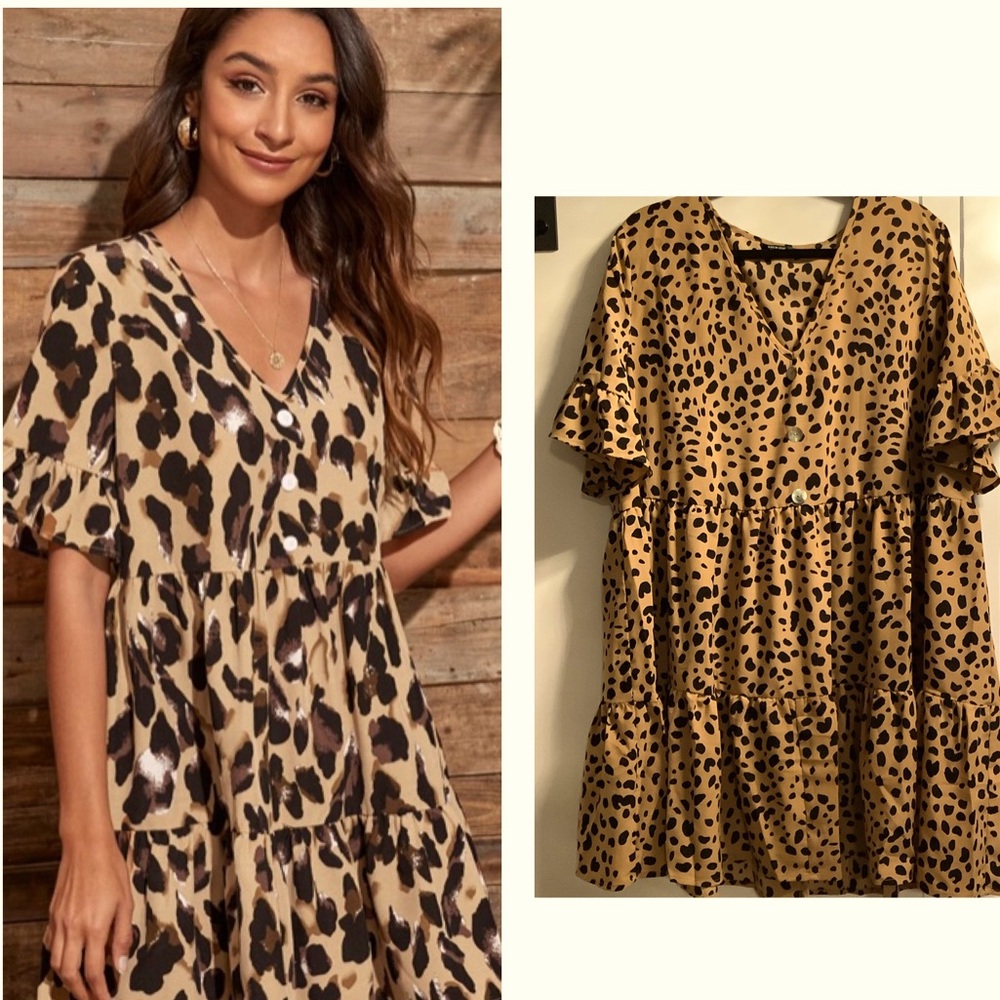 SHEIN Curve 2X allover print Smock Baby Doll Dress